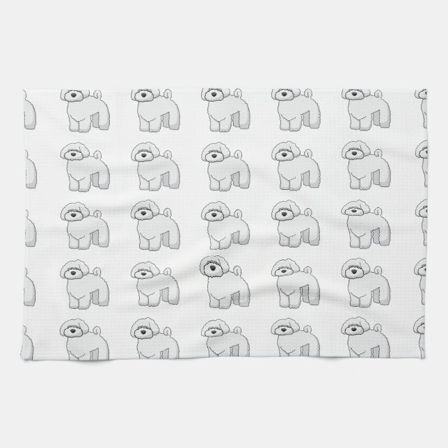 bichon frise cartoon tea towel (Horizontal)