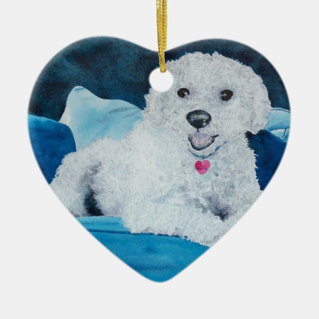 Bichon Frise Ceramic Tree Decoration (Front)