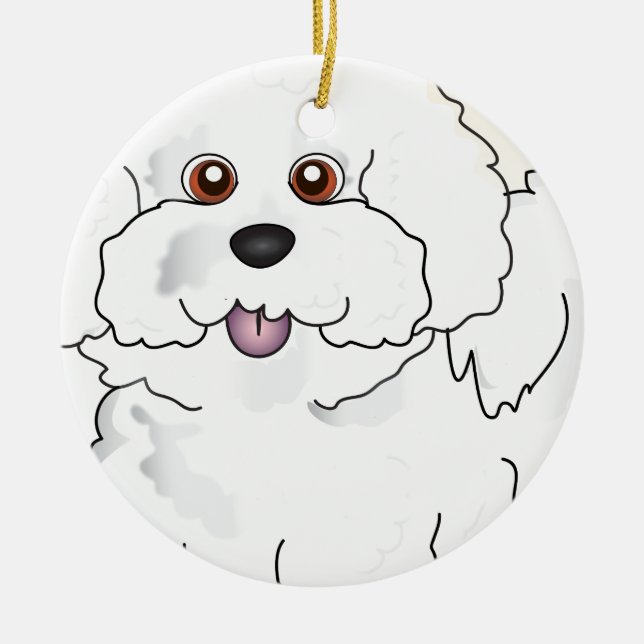 Bichon Frise Ceramic Tree Decoration (Front)