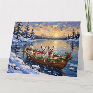 Bichon Frise Christmas Boat Holiday Card