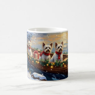 Bichon Frise Christmas Boat Holiday Coffee Mug