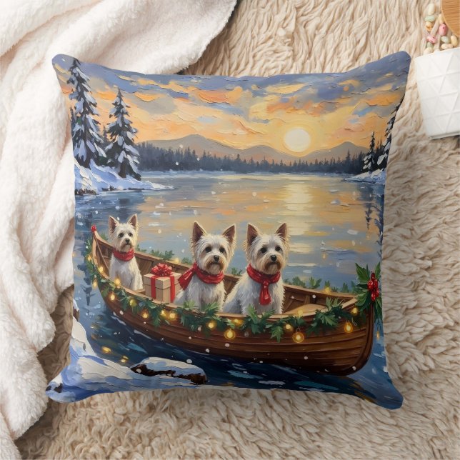 Bichon Frise Christmas Boat Holiday Cushion (Blanket)