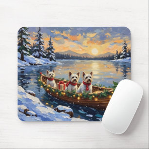 Bichon Frise Christmas Boat Holiday Mouse Pad