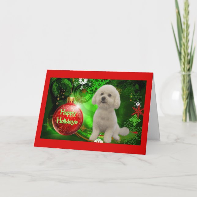 Bichon Frise Christmas Card Happy Holidays (Front)
