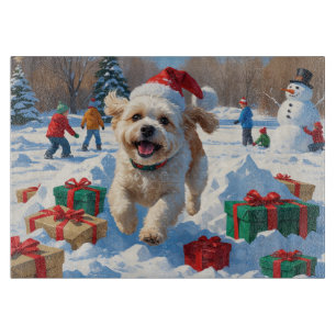 Bichon Frise Christmas Festive Snow Scene Cutting Board