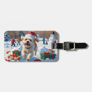 Bichon Frise Christmas Festive Snow Scene Luggage Tag