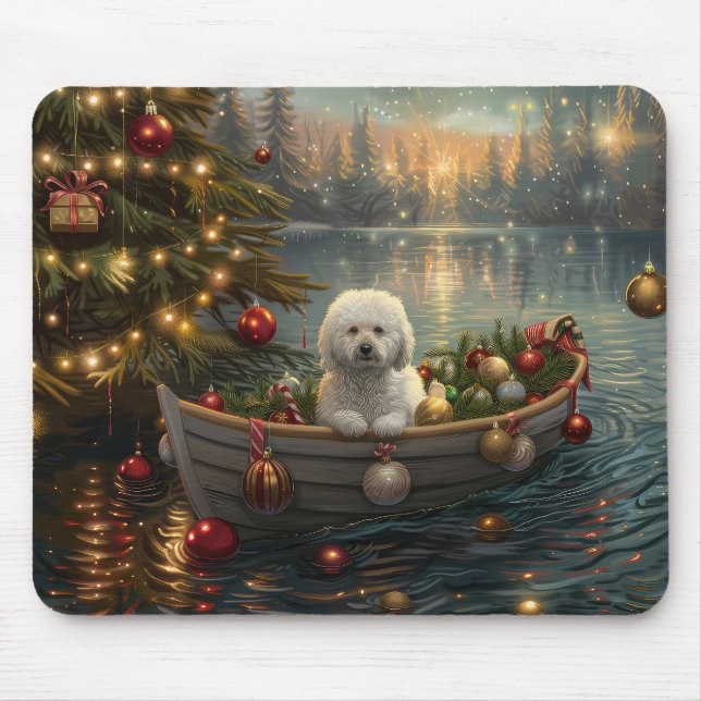 Bichon Frise Christmas Festive Voyage Mouse Pad (Front)