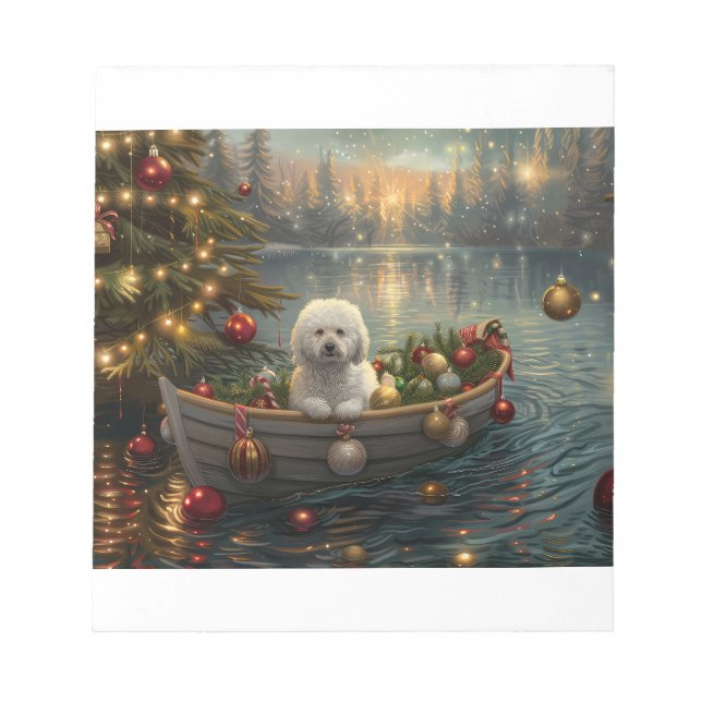 Bichon Frise Christmas Festive Voyage Notepad (Front)