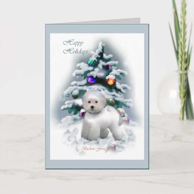 Bichon Frise Christmas Gifts Holiday Card (Front)