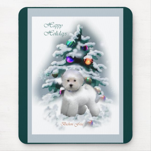 Bichon Frise Christmas Gifts Mouse Pad (Front)