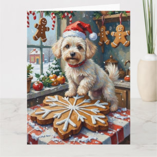 Bichon Frise Christmas Gingerbread Baking Holiday Card