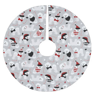 Bichon Frise Christmas Grey Brushed Polyester Tree Skirt