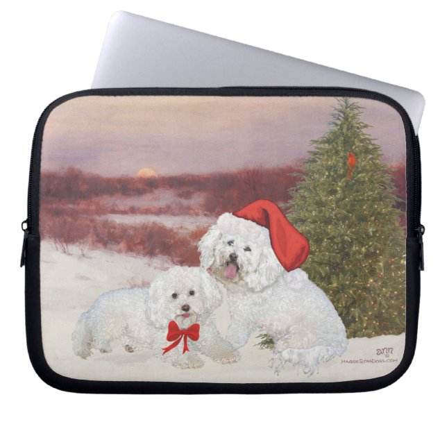 Bichon Frise Christmas Laptop Sleeve (Front)