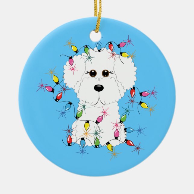 Bichon Frise Christmas Lights Ornament (Front)