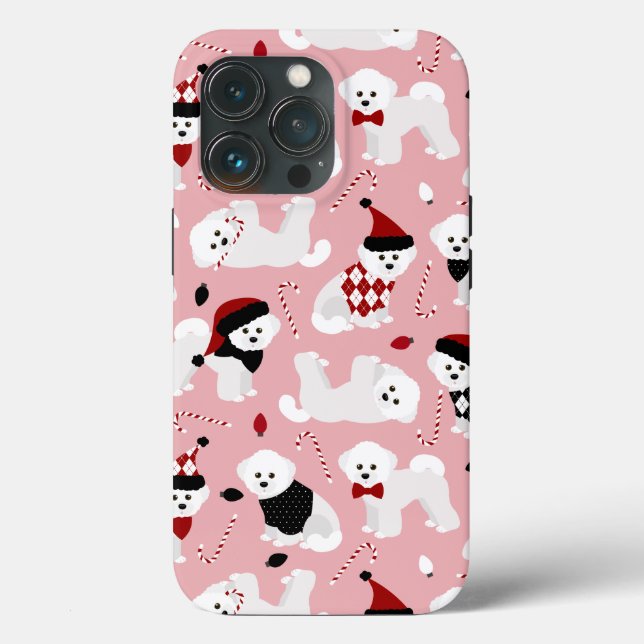 Bichon Frise Christmas Pink Case-Mate iPhone Case (Back)