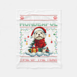 Bichon Frise Christmas Tree Decorations Dog Lover Fleece Blanket