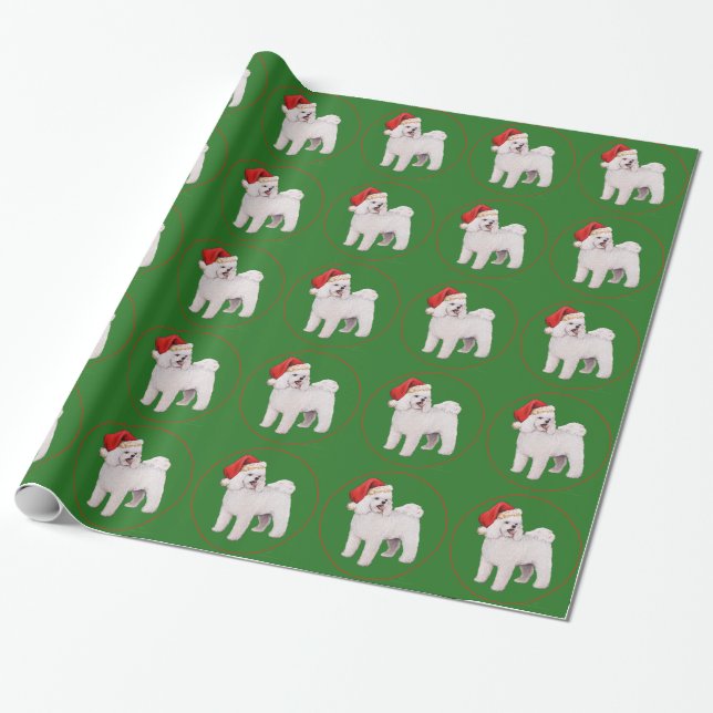 Bichon Frise Christmas Wrapping Paper (Unrolled)