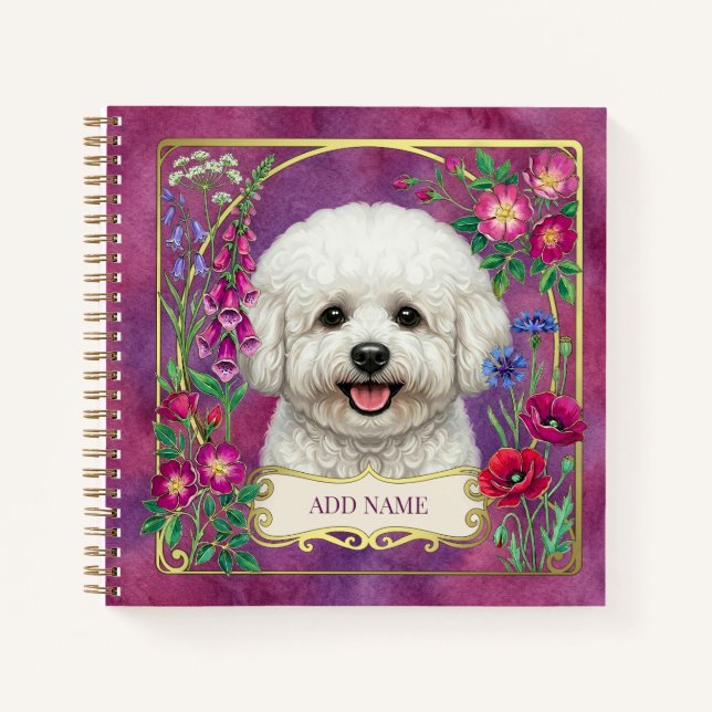 Bichon Frise Custom Pink Notebook Gift (Front)