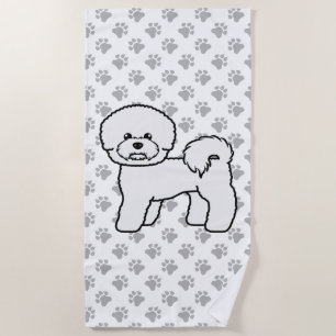 Bichon Frise Cute Cartoon Dog Illustration Beach Towel