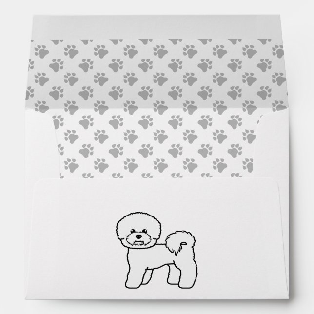 Bichon Frise Cute Cartoon Dog Illustration Envelope (Back (Bottom))