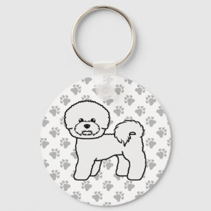 Bichon Frise Cute Cartoon Dog Illustration Key Ring