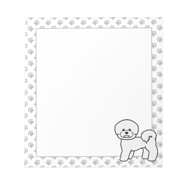Bichon Frise Cute Cartoon Dog Illustration Notepad (Front)
