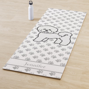 Bichon Frise Cute Cartoon Dog With Custom Name Yoga Mat
