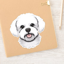 Bichon Frise Cute Dog Face Puppy Cartoon Contour