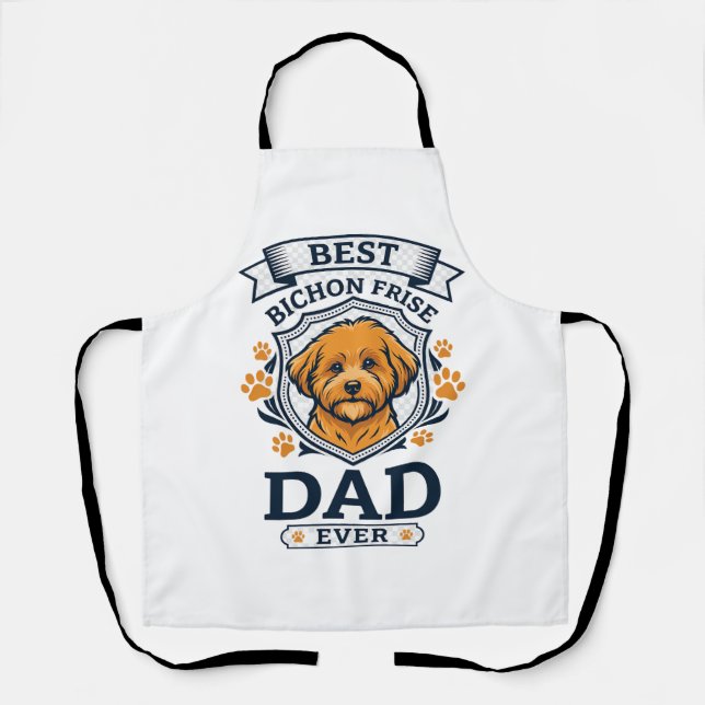 Bichon Frise Dad Ever Dog Paw Prints Apron (Front)