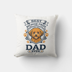 Bichon Frise Dad Ever Dog Paw Prints Cushion