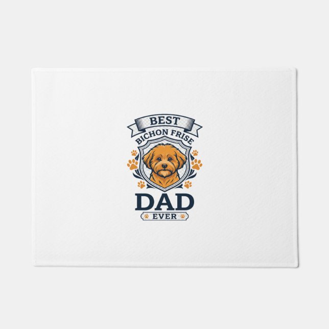 Bichon Frise Dad Ever Dog Paw Prints Doormat (Front)