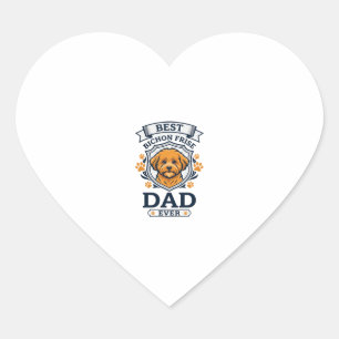 Bichon Frise Dad Ever Dog Paw Prints Heart Sticker