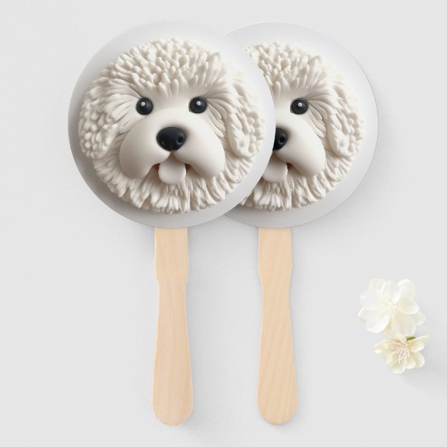 Bichon Frise Dog 3D Inspired Hand Fan (Front and Back)