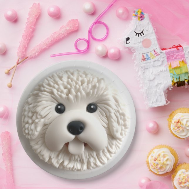 Bichon Frise Dog 3D Inspired Paper Plate (Party)