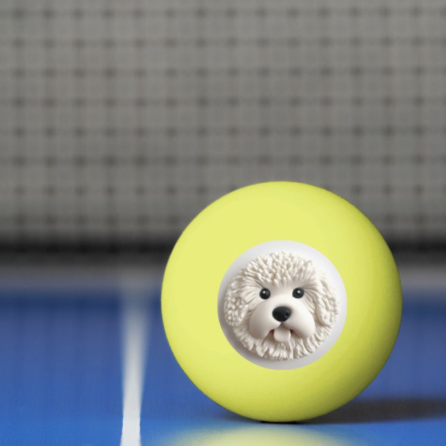 Bichon Frise Dog 3D Inspired Ping Pong Ball (Net)