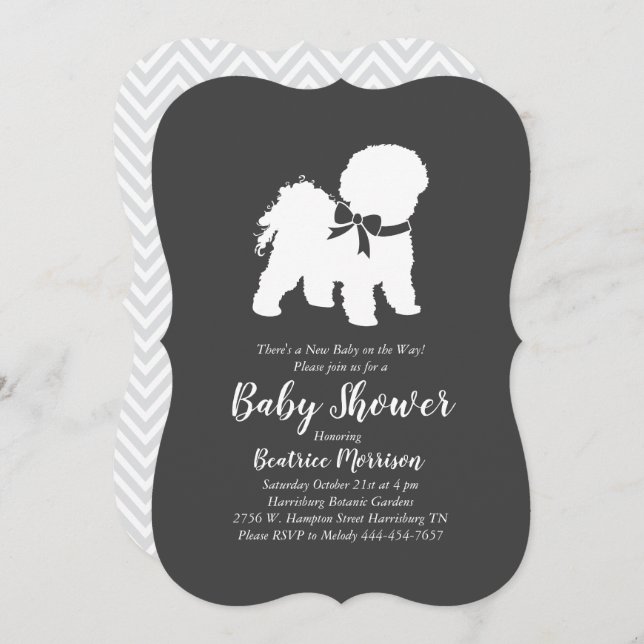 Bichon Frise Dog Baby Shower Gender Neutral Invitation (Front/Back)