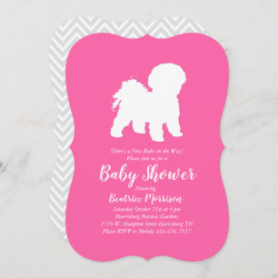 Bichon Frise Dog Baby Shower Girl Pink Invitation