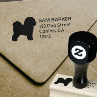 Bichon Frise Dog Breed Silhouette Return Address Rubber Stamp