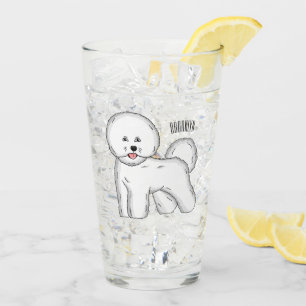 Bichon frise dog cartoon illustration glass