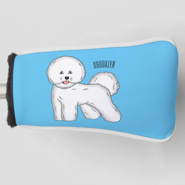 Bichon frise dog cartoon illustration  golf head cover (Front)