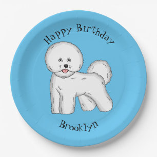 Bichon frise dog cartoon illustration paper plate