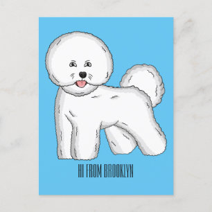 Bichon frise dog cartoon illustration postcard
