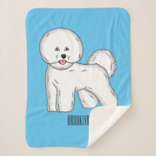 Bichon frise dog cartoon illustration sherpa blanket