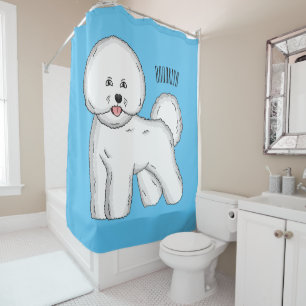 Bichon frise dog cartoon illustration shower curtain