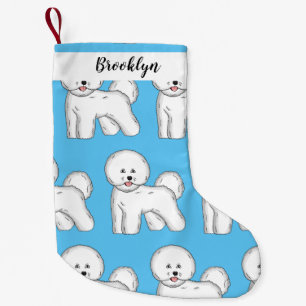 Bichon frise dog cartoon illustration small christmas stocking