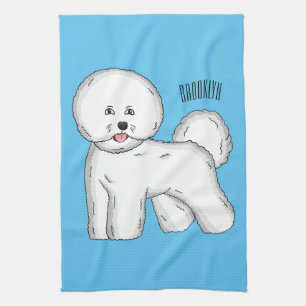 Bichon frise dog cartoon illustration tea towel