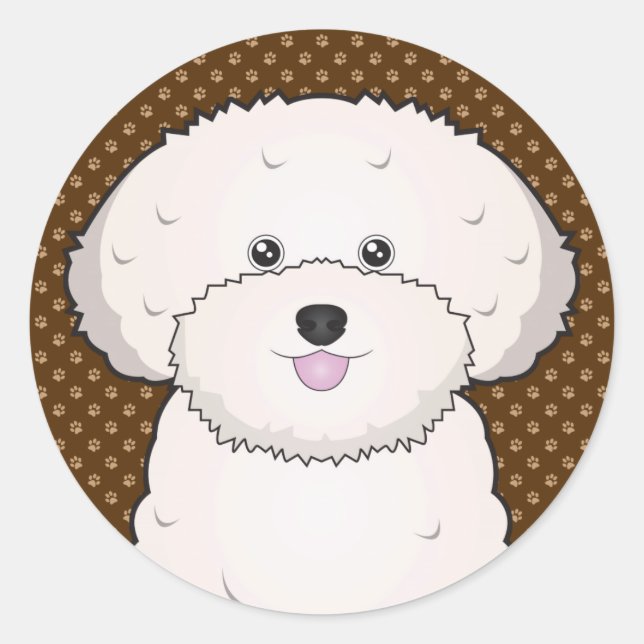 Bichon Frise Dog Cartoon Paws Classic Round Sticker (Front)