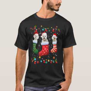 Bichon Frise Dog Christmas Socks Xmas Pajama Dog T-Shirt