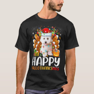 Bichon Frise Dog Halloween Christmas Happy Halloth T-Shirt