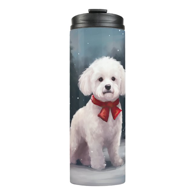Bichon Frise Dog in Snow Christmas  Thermal Tumbler (Front)